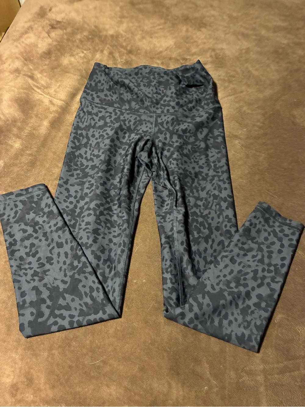 Women’s Leopard Print Leggings - Charcoal Gray size medium